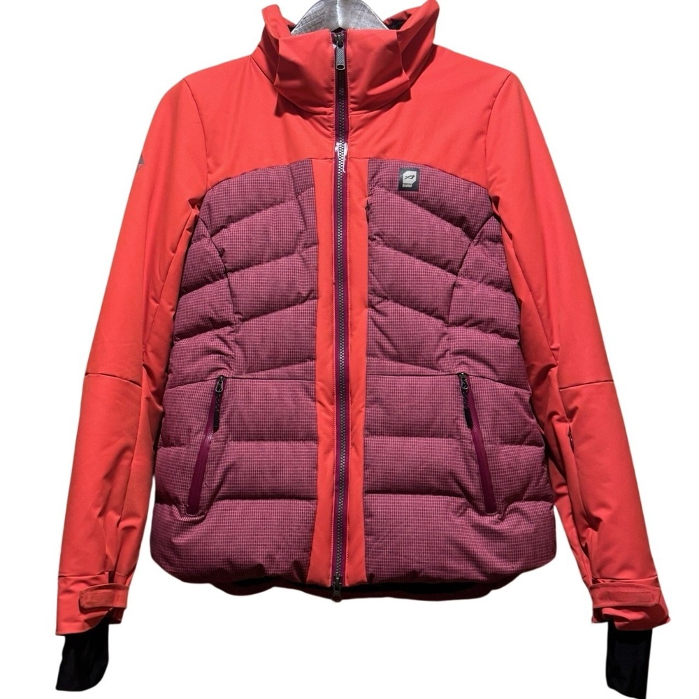 Orage Down Hooded Puffer Jacket Wmns Sm Red Pink &‎ Black Eyelet Zip Gorpcore
